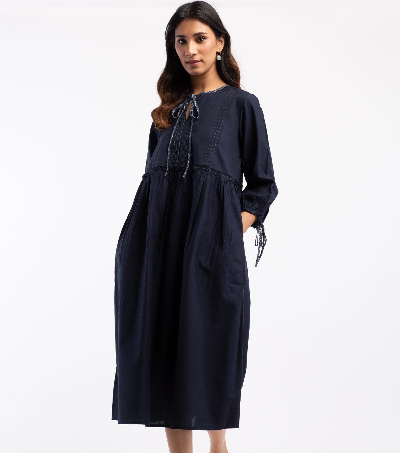 Navy cotton linen dress
