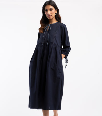 Navy cotton linen dress
