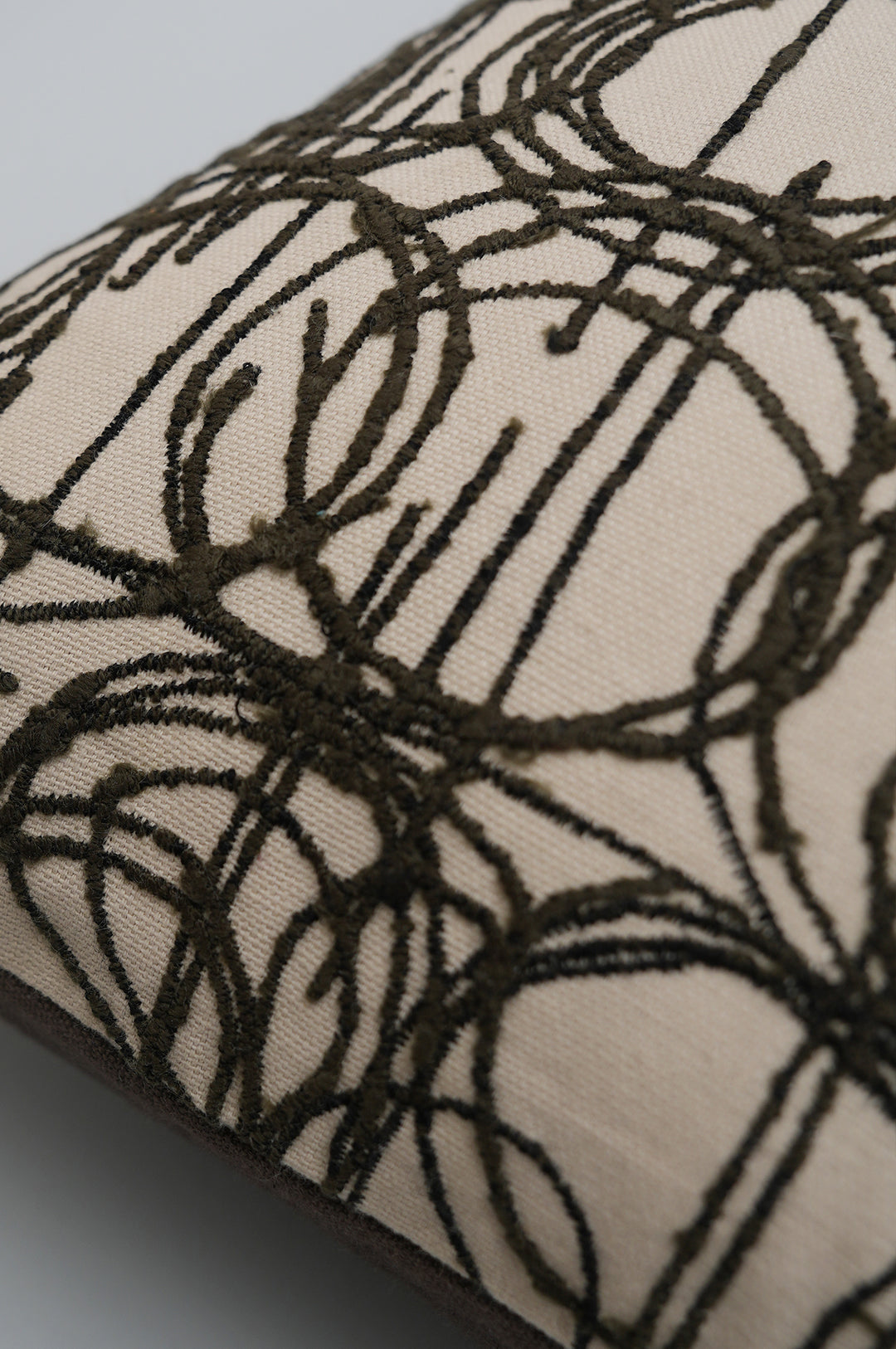 Abstract Loop Embroidered Cushion Cover