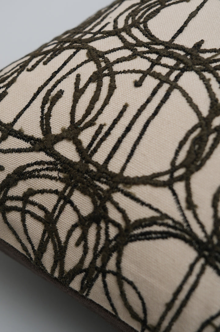 Abstract Loop Embroidered Cushion Cover