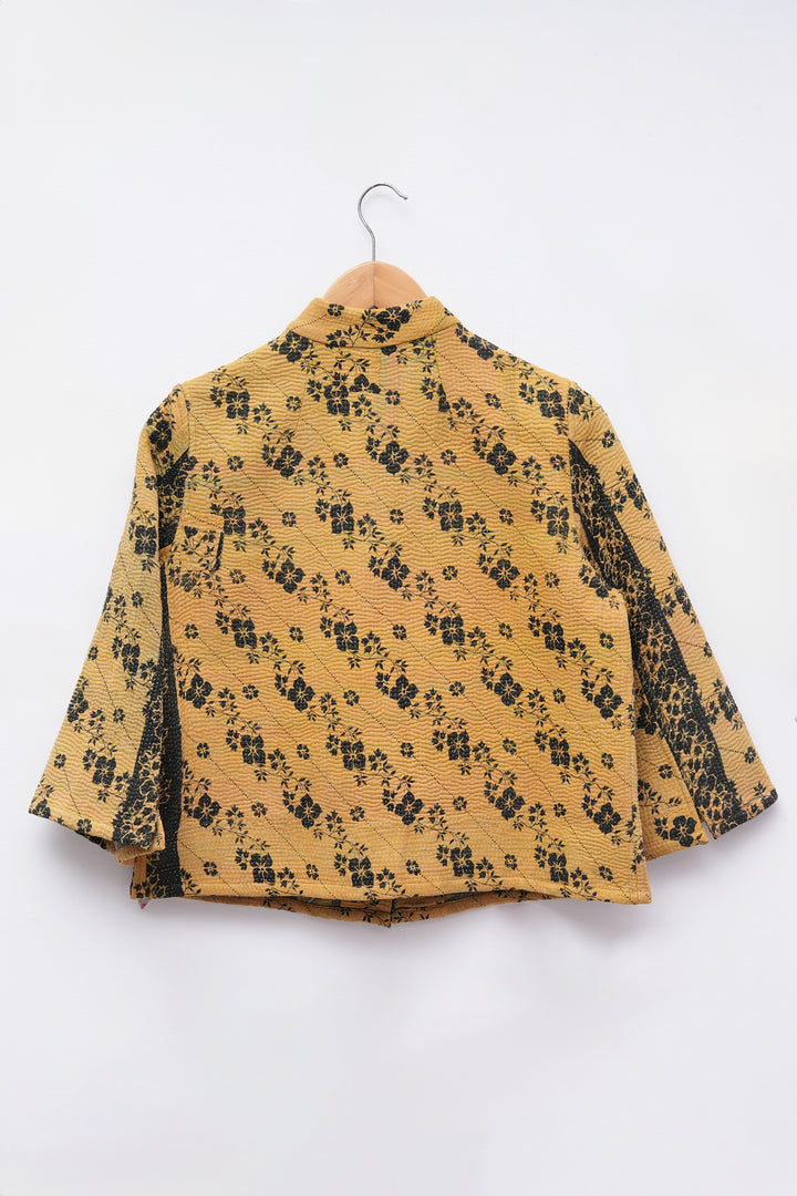 Yellow Vintage Cotton Kantha Jacket