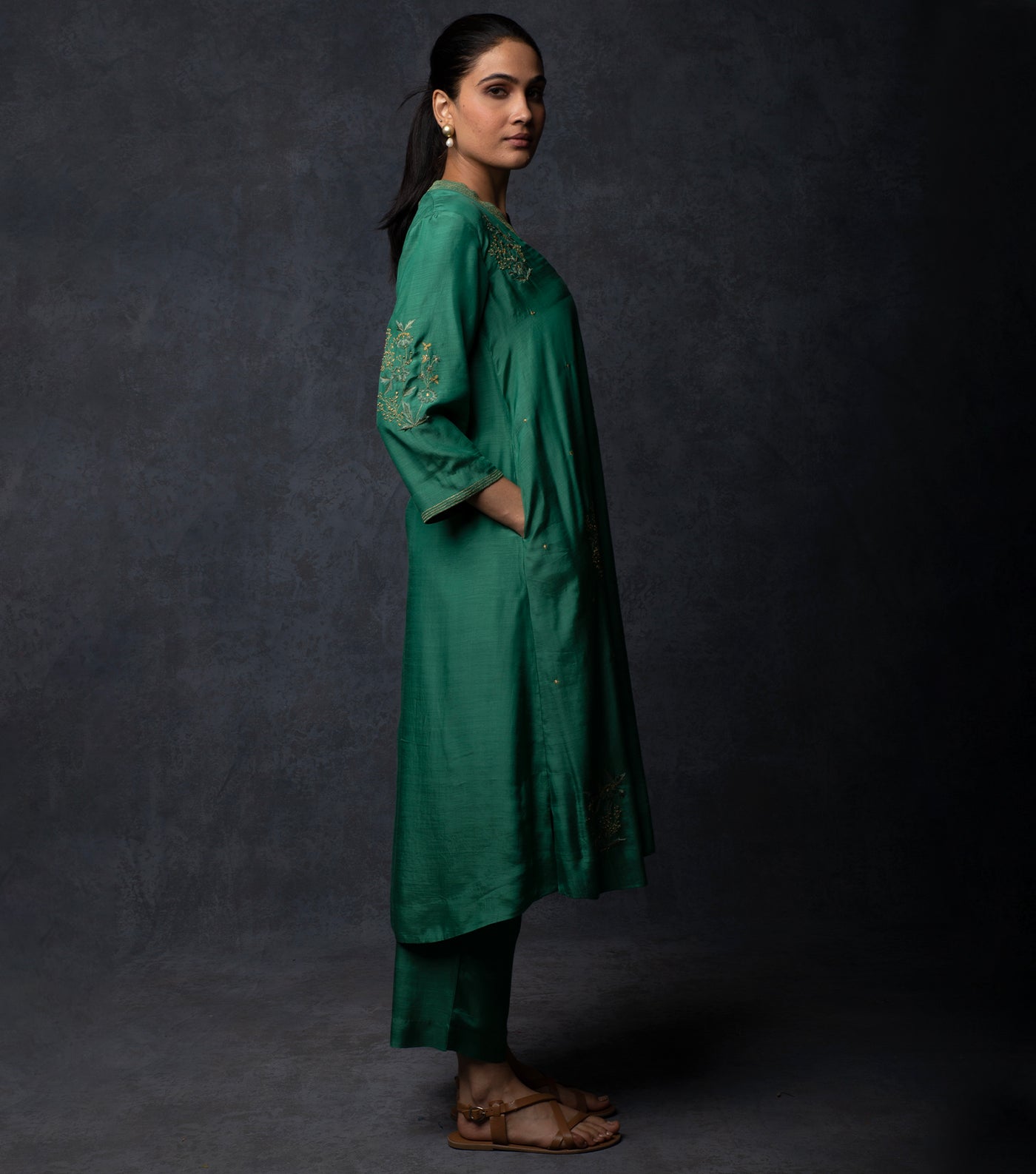Jade Green Hand Embroidered Suit Set