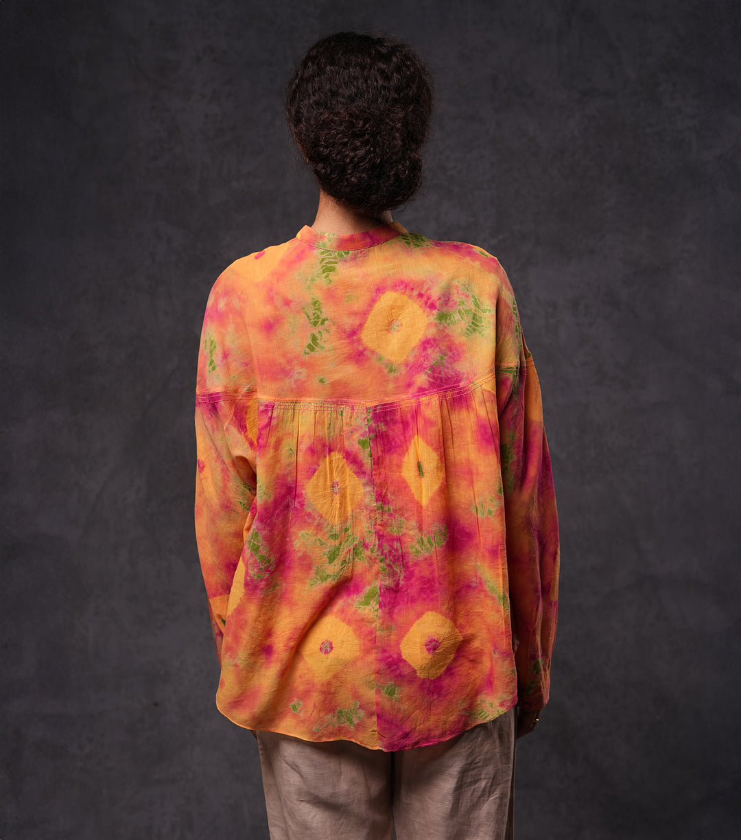 Hand-Dyed Shibori Multicolor Cotton Shirt