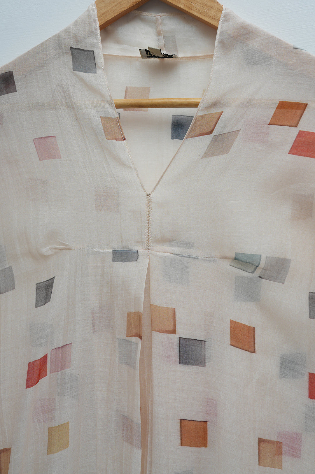 Mosaic Print Cream Chanderi Tunic With Slip