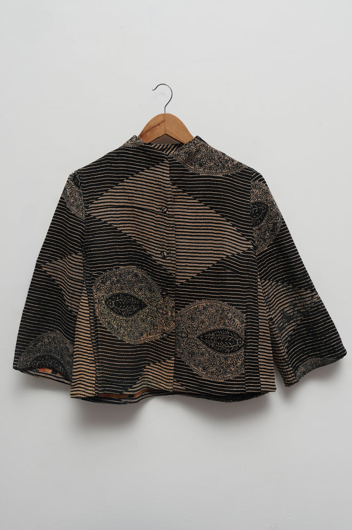 Noir Paisley Patchwork Cotton Kantha Jacket