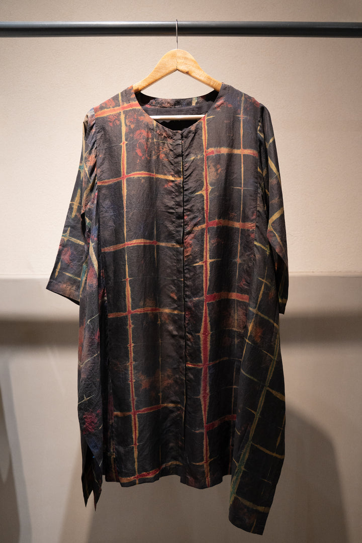 Black Shibori Silk Kurta Set