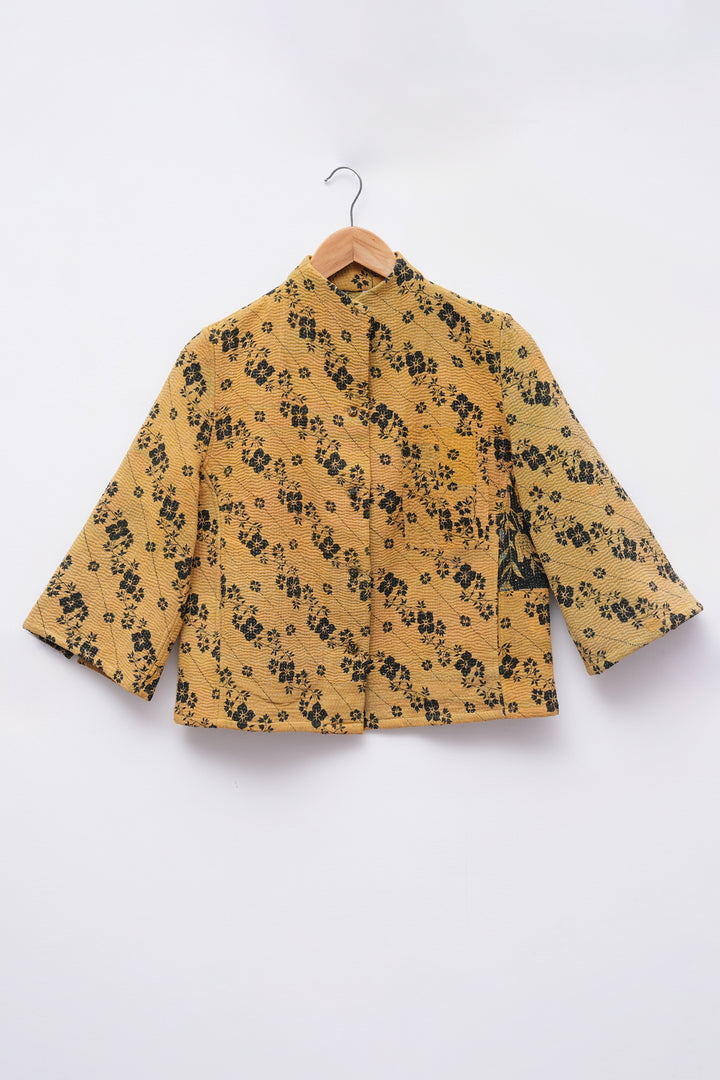 Yellow Vintage Cotton Kantha Jacket