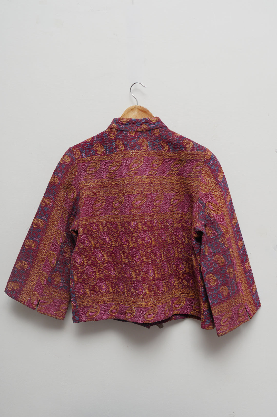 Maroon Paisley Patchwork Cotton Kantha Jacket