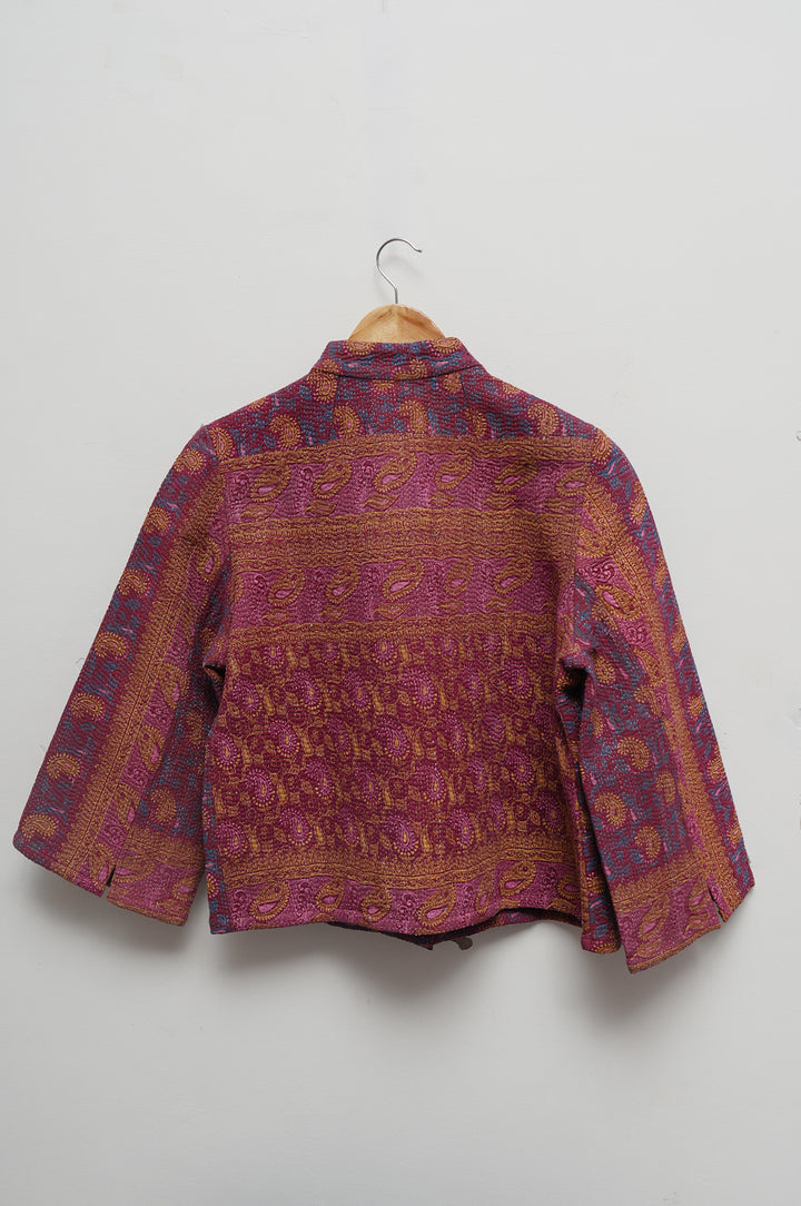 Maroon Paisley Patchwork Cotton Kantha Jacket
