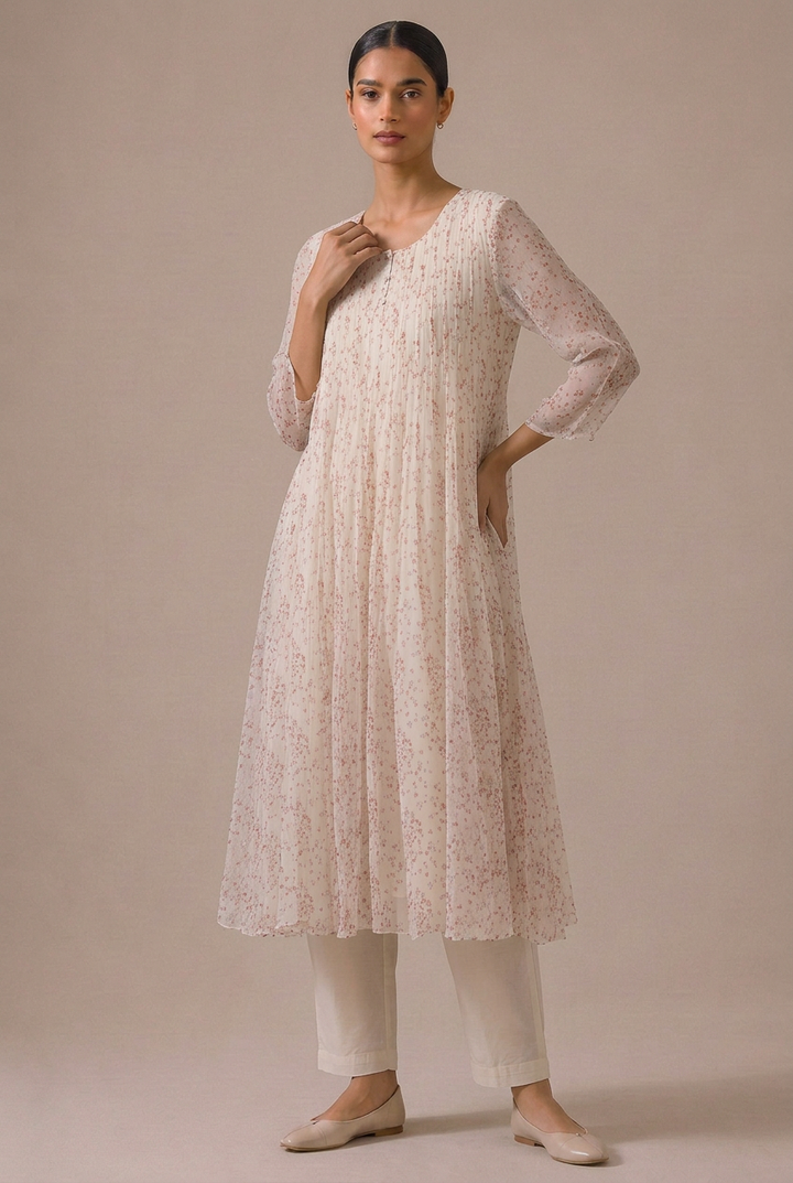 Natural Printed Chiffon Kurta