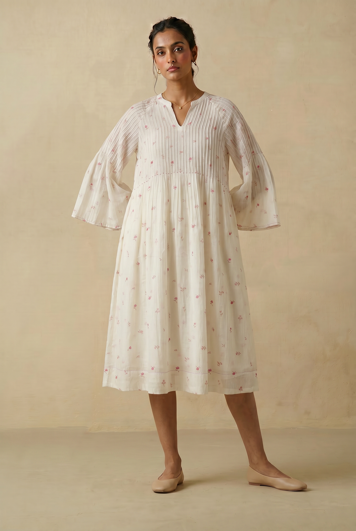 Blush Bloom Printed Chanderi Dress