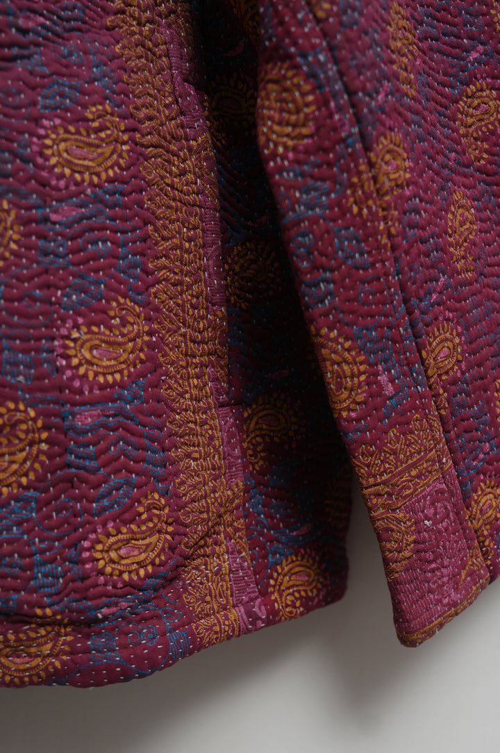 Maroon Paisley Patchwork Cotton Kantha Jacket