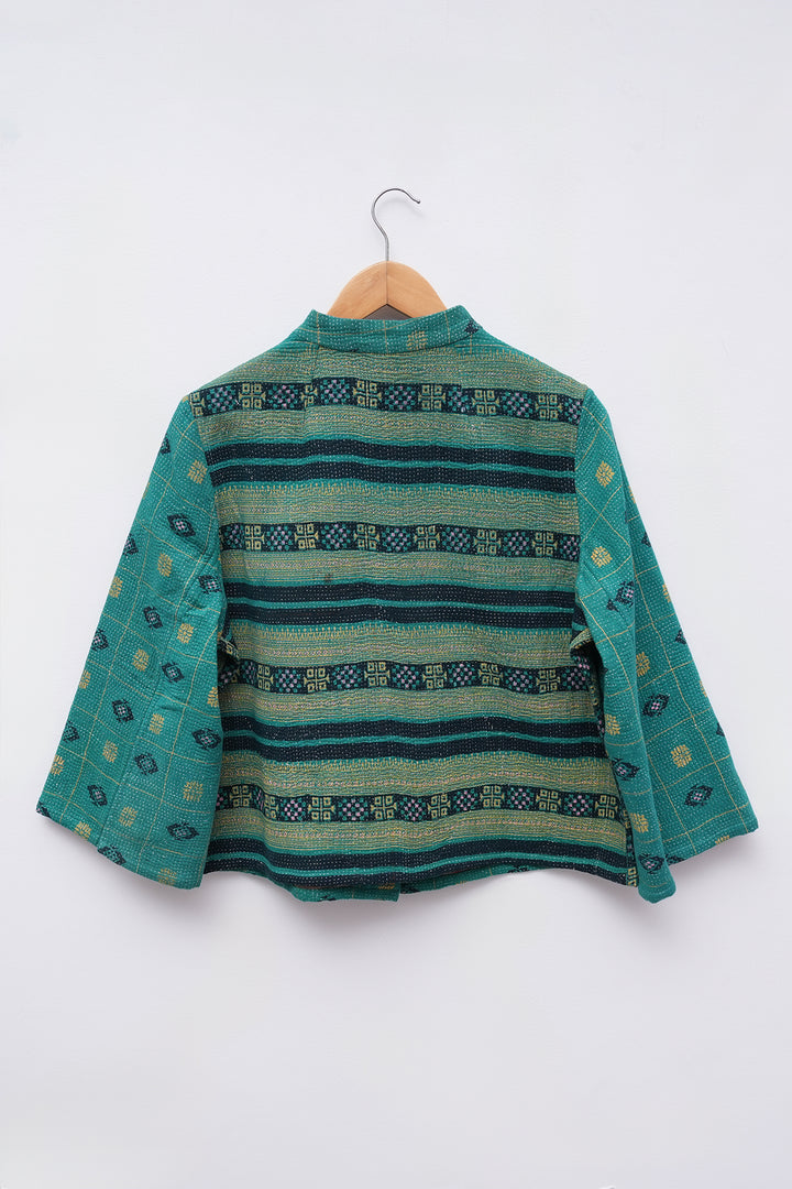 Green Vintage Cotton Kantha Jacket