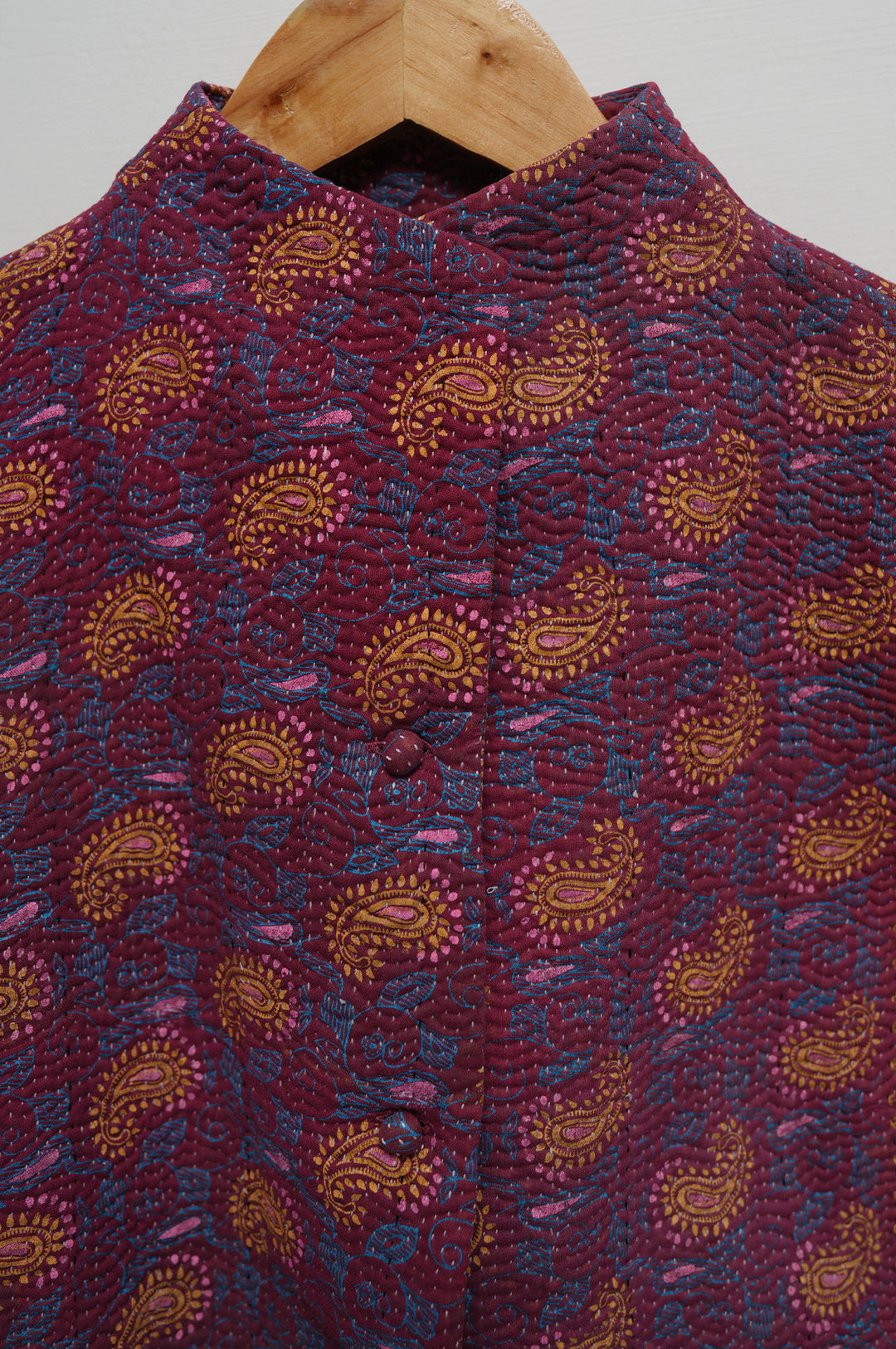 Maroon Paisley Patchwork Cotton Kantha Jacket
