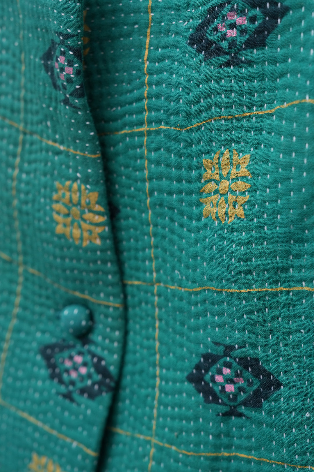 Green Vintage Cotton Kantha Jacket