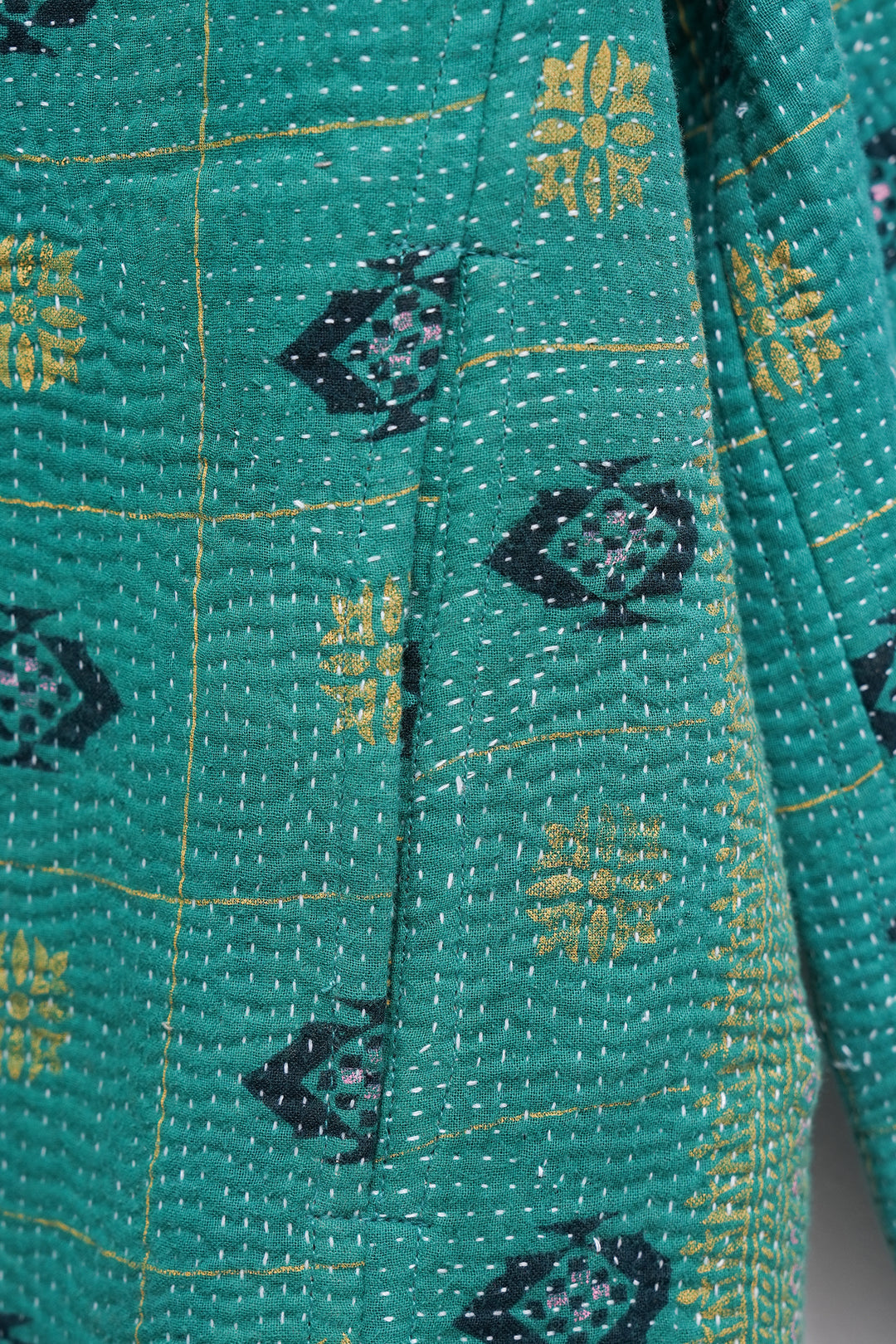 Green Vintage Cotton Kantha Jacket