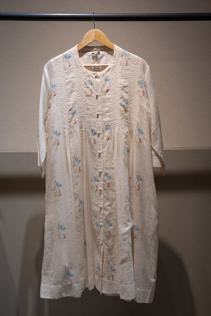 Natural Jamdani Woven Cotton Kurta
