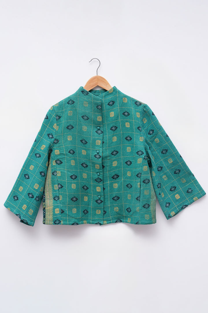 Green Vintage Cotton Kantha Jacket