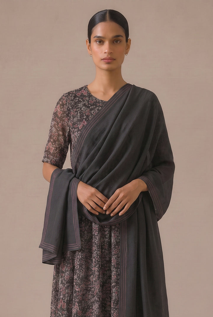 Charcoal Chiffon Dupatta