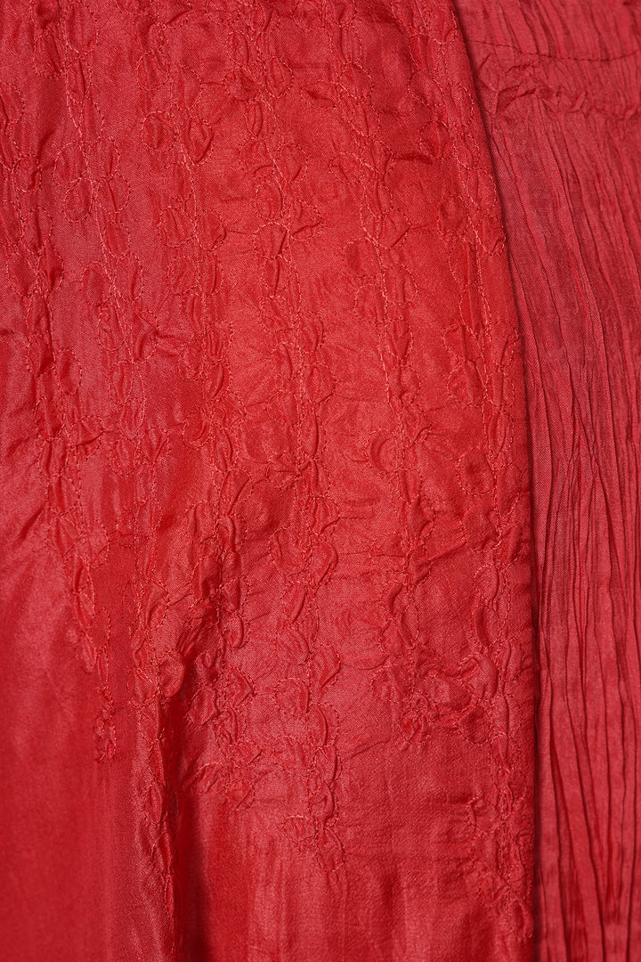 Pink Silk Embroidered Jacket with Crinkle Slip