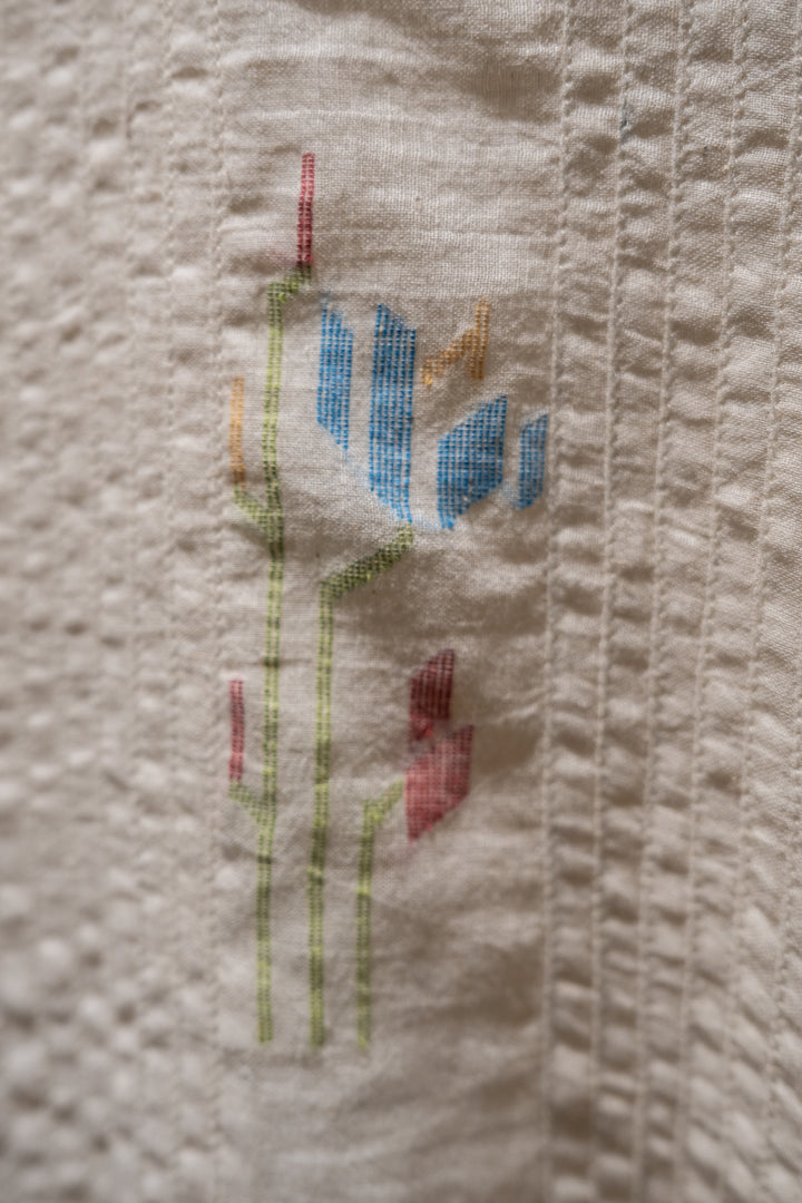 Natural Jamdani Woven Cotton Kurta