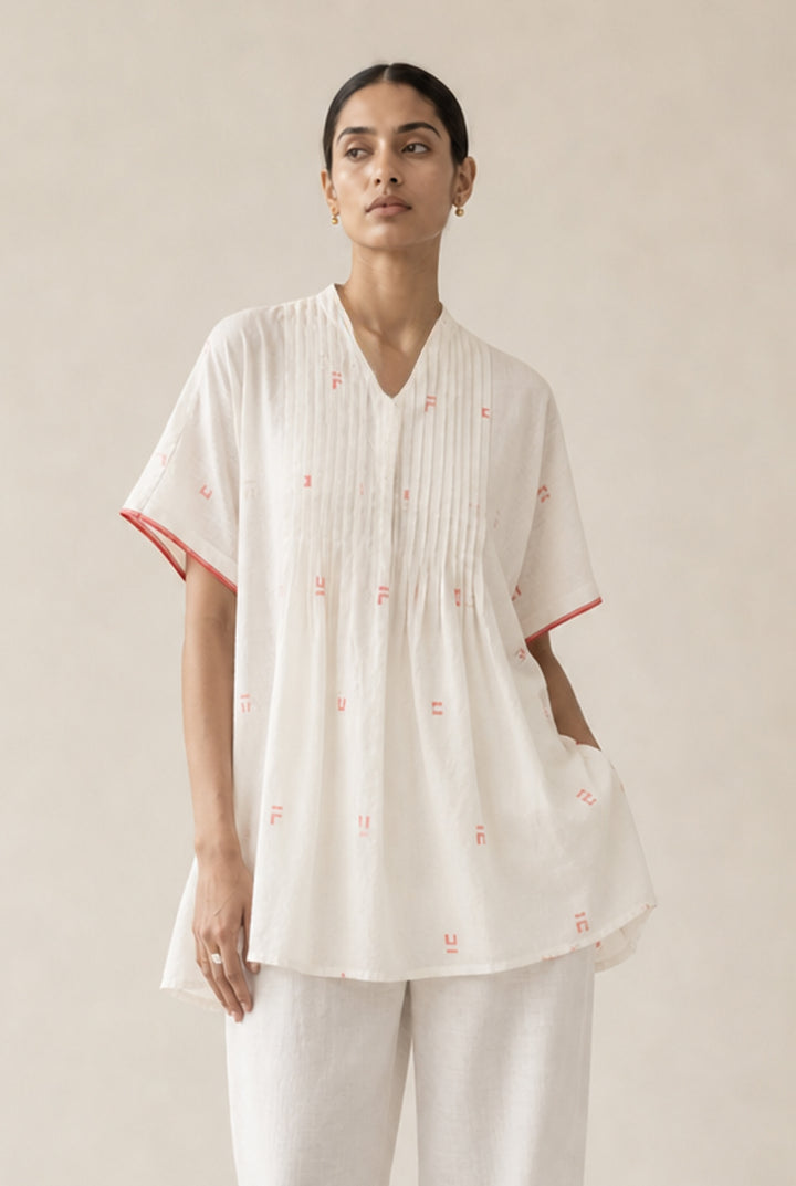 Natural Jamdani Woven Kurti