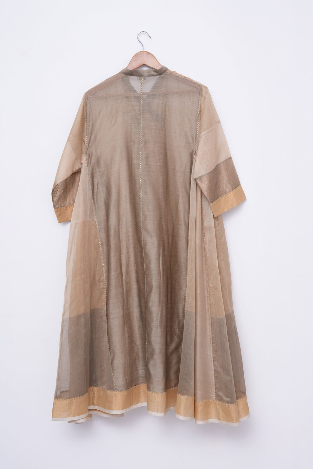 Beige Chanderi Embroidered Choga
