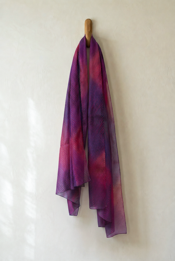 Berry Plum Shibori Chanderi Dupatta
