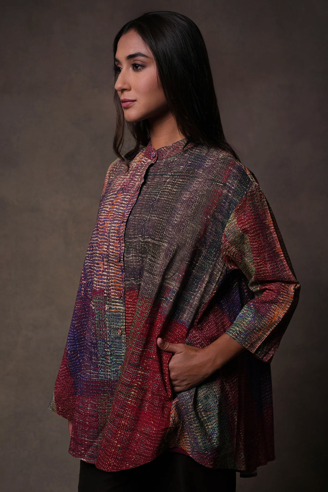 Multi Color Cotton Printed Oversized Shirt