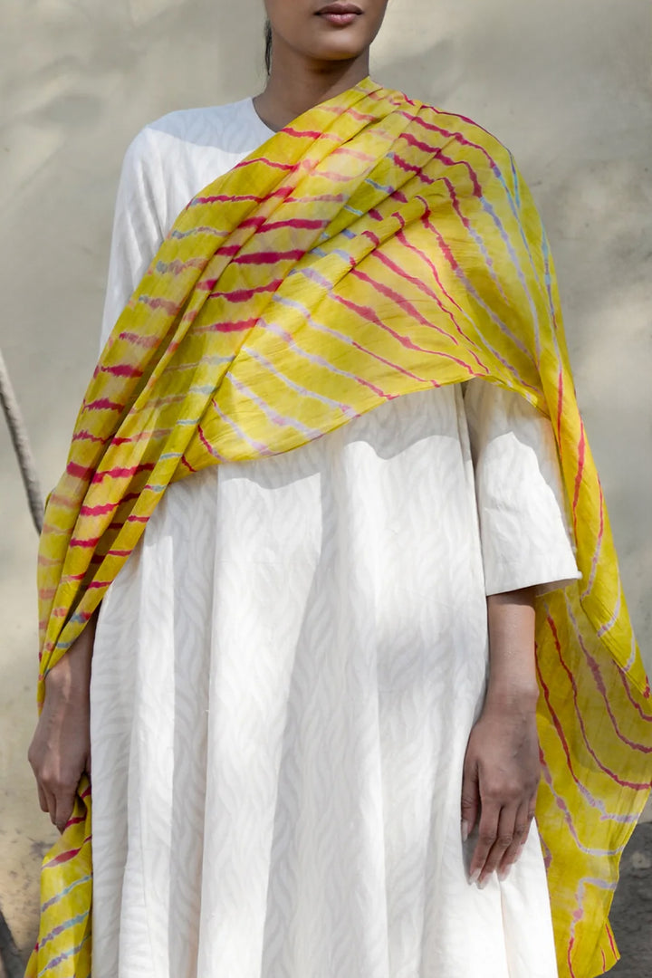Yellow  shibori dupatta