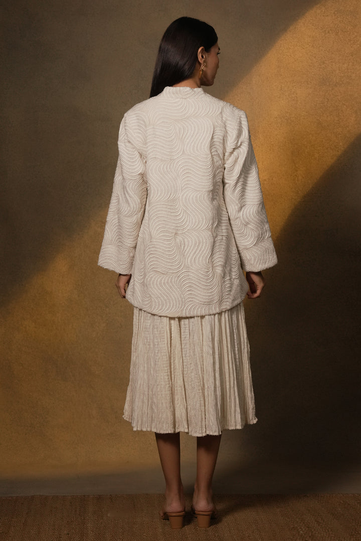 Natural Patch Embroidered Cotton Jacket with Slip