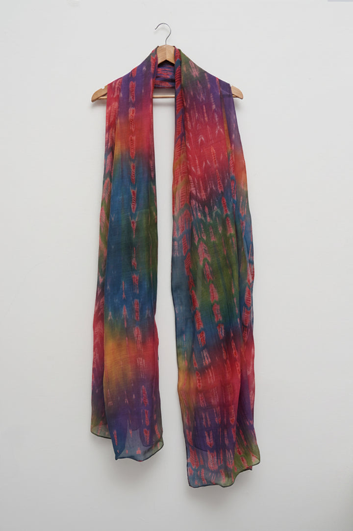 Multicolour Shibori Chanderi Dupatta
