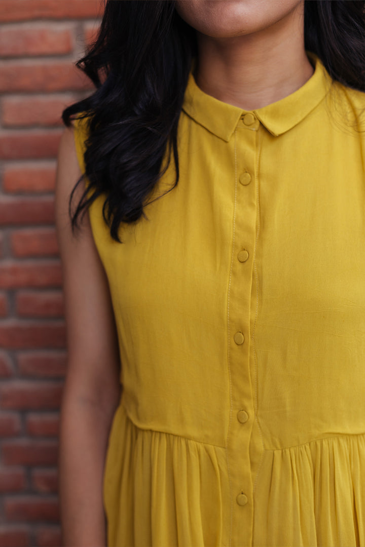 Yellow Georgette solid dress