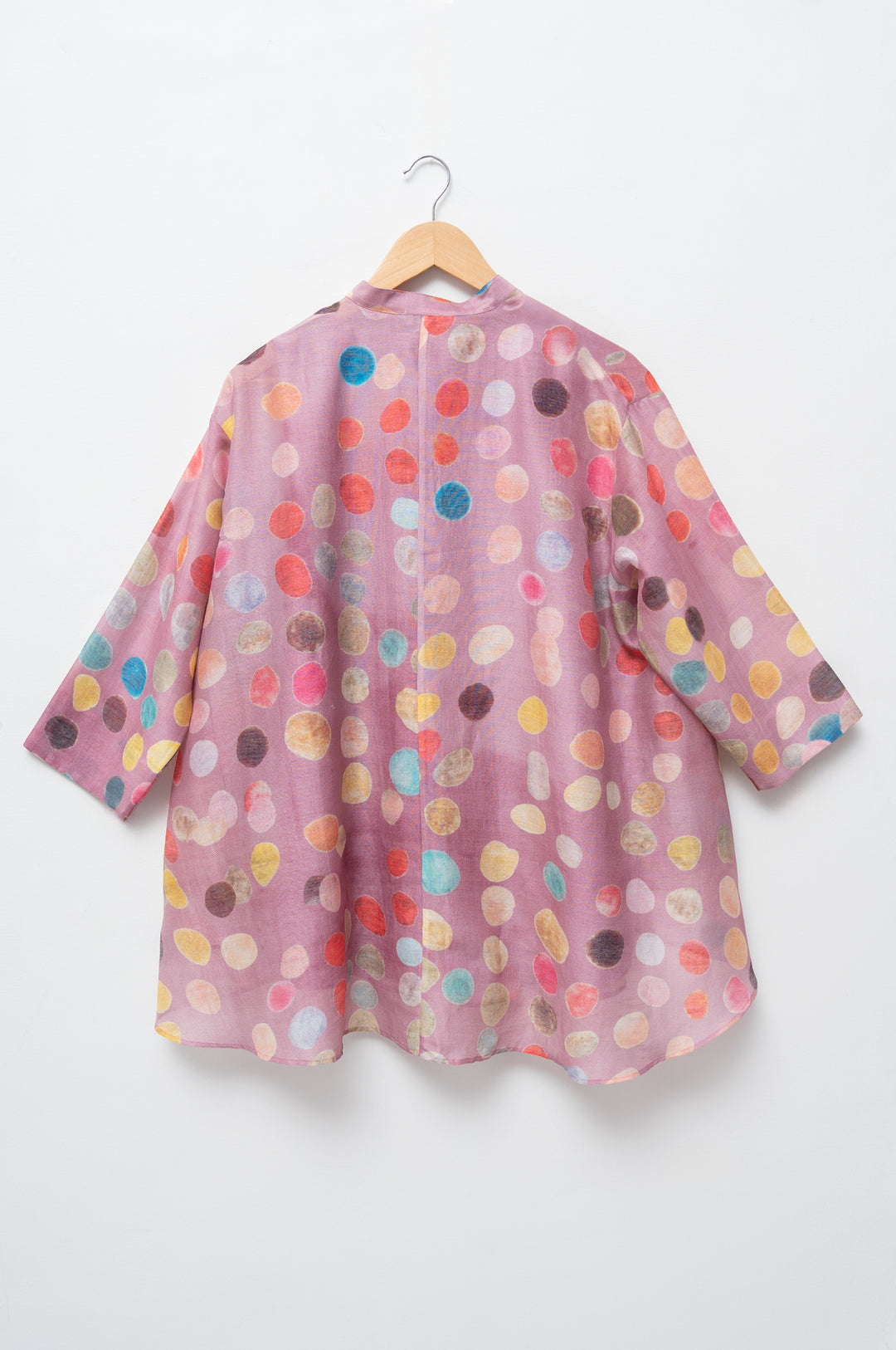 Mauve Printed Polka Chanderi Oversized Shirt