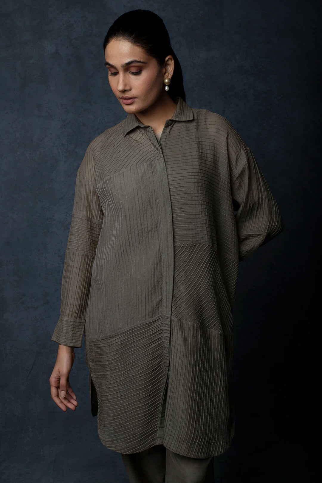 Veg Pintuck Embroidered Cotton co-ord set