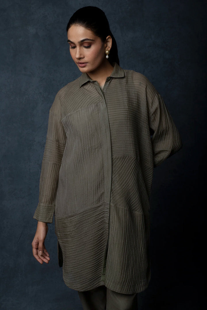 Veg Pintuck Embroidered Cotton co-ord set