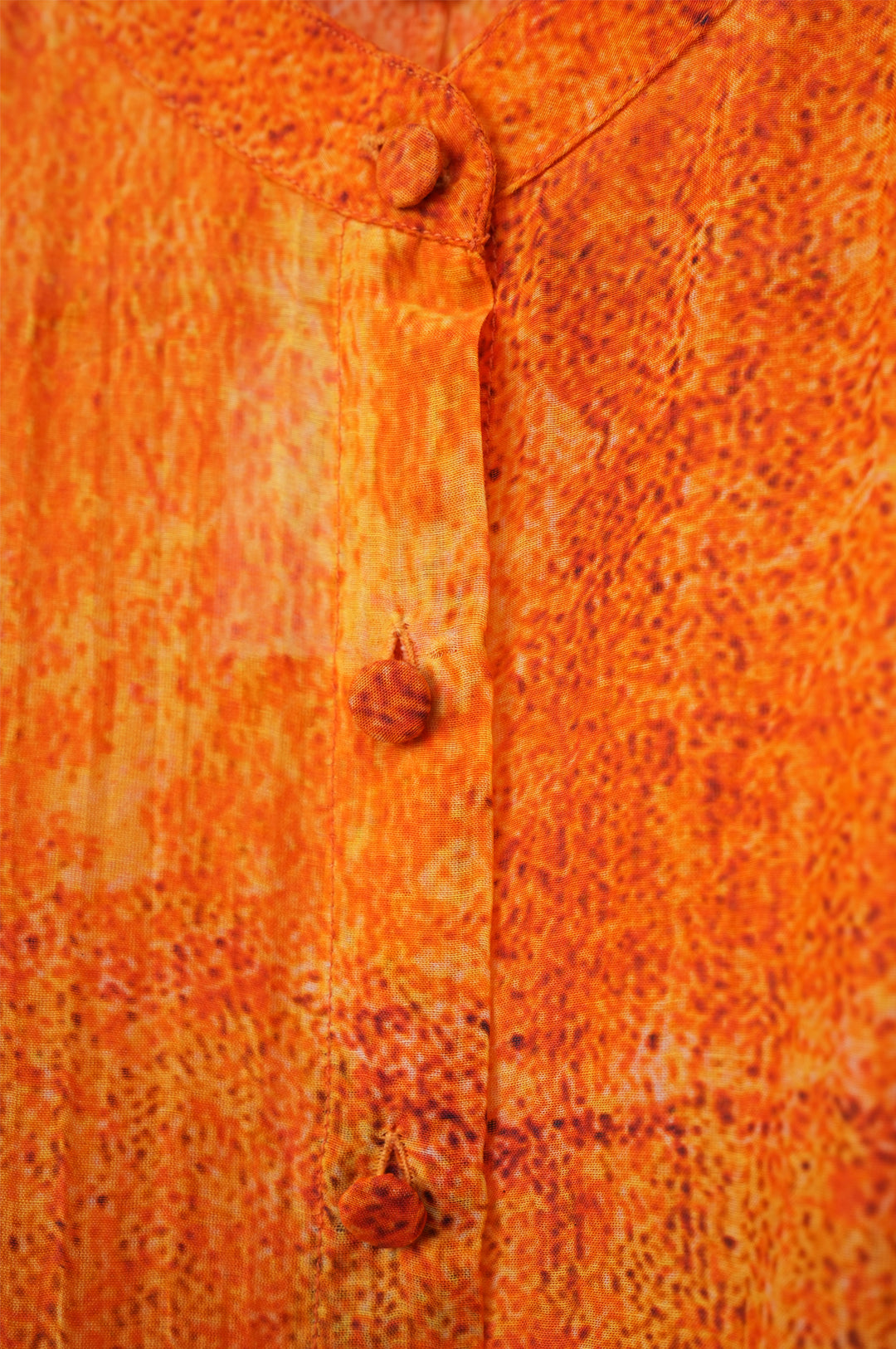 Orange Printed Chanderi Shirt