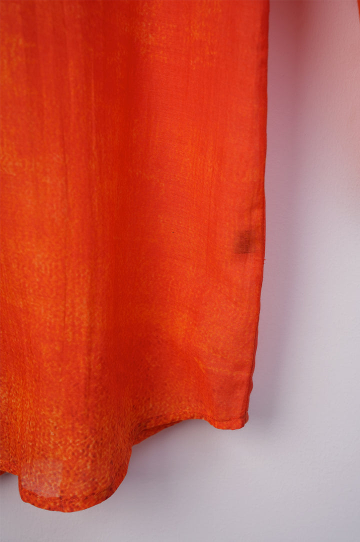 Orange Printed Chanderi Shirt