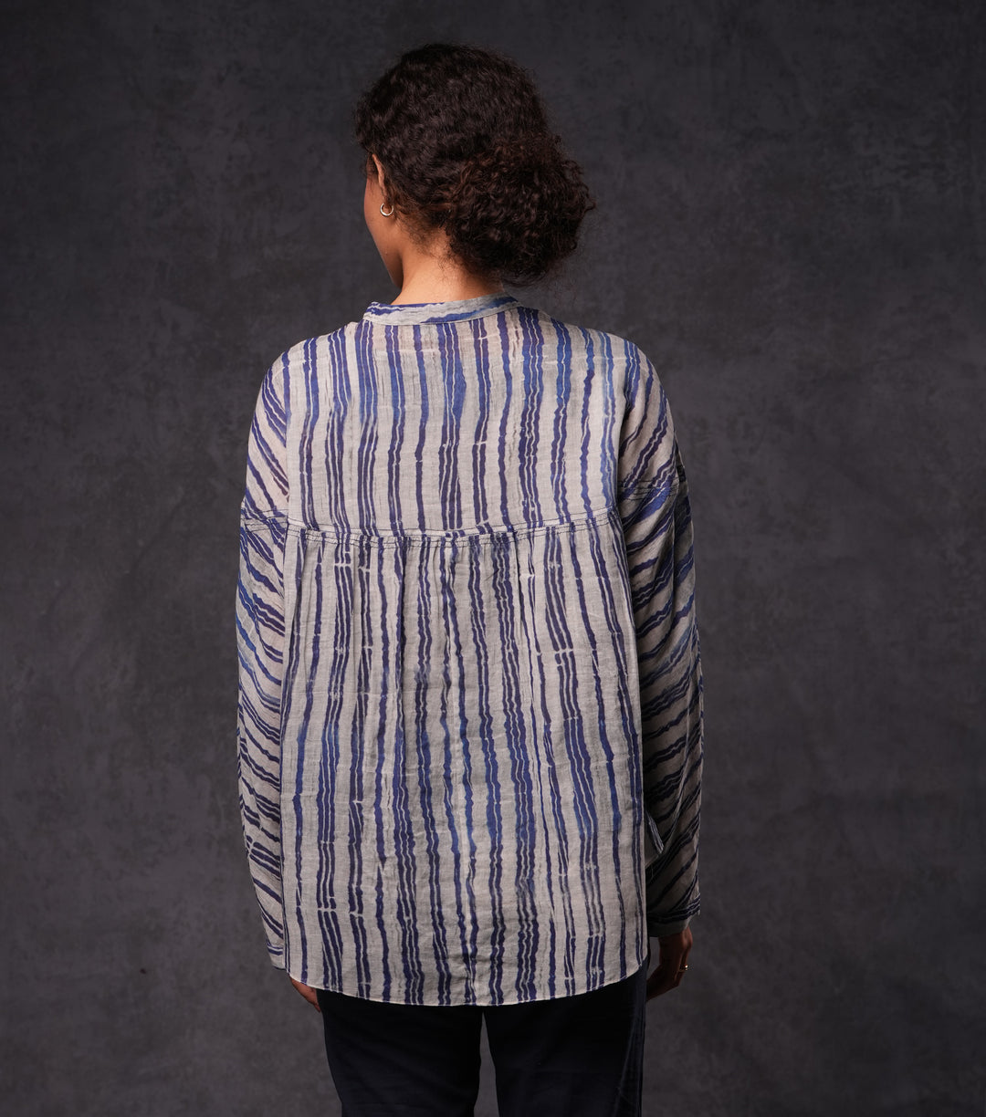 Blue Striped Cotton Printed Shirt