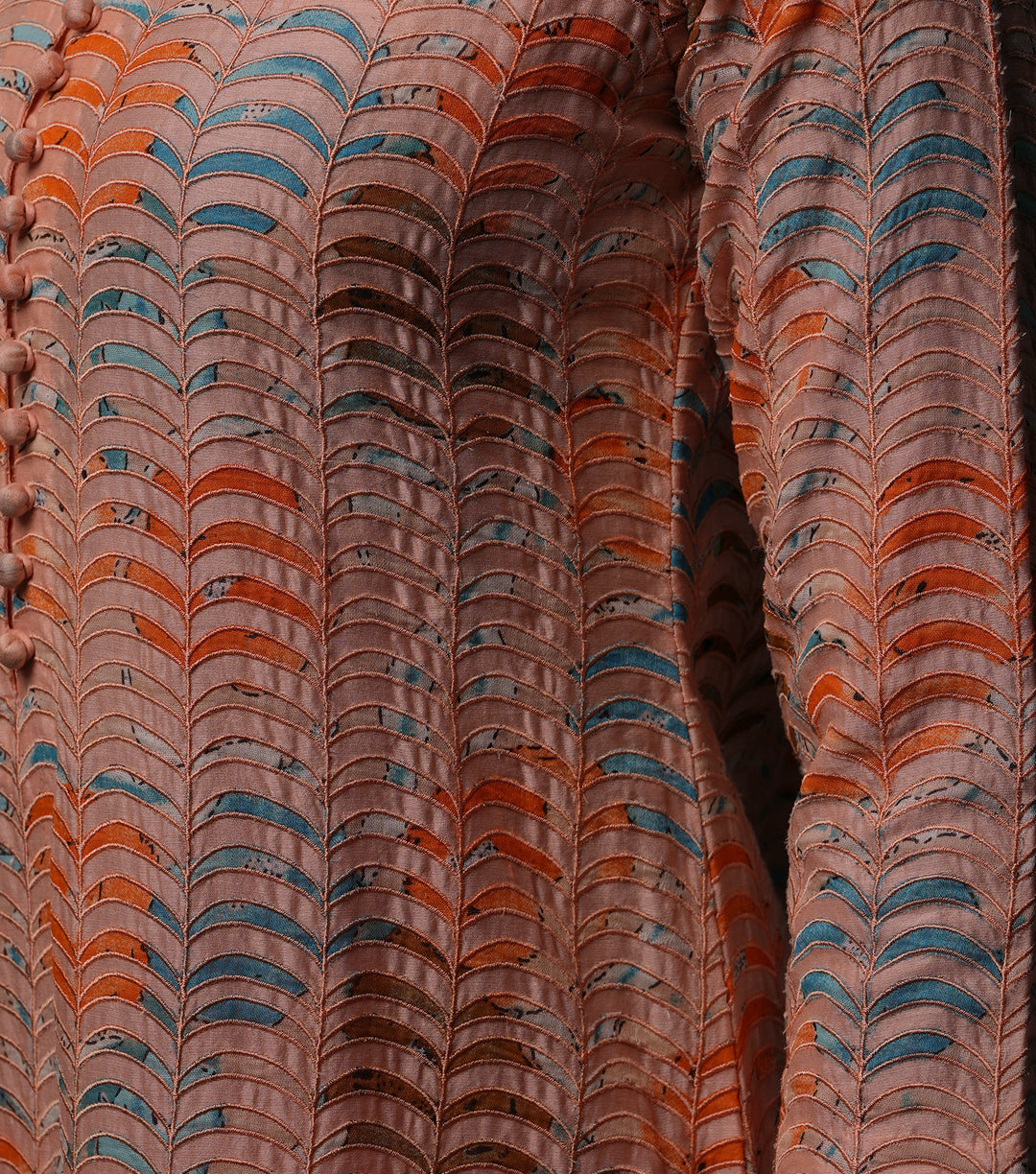 Peach Patch Work Embroidered Kurta