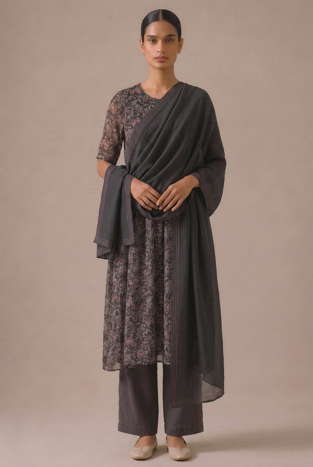 Charcoal Chiffon Dupatta