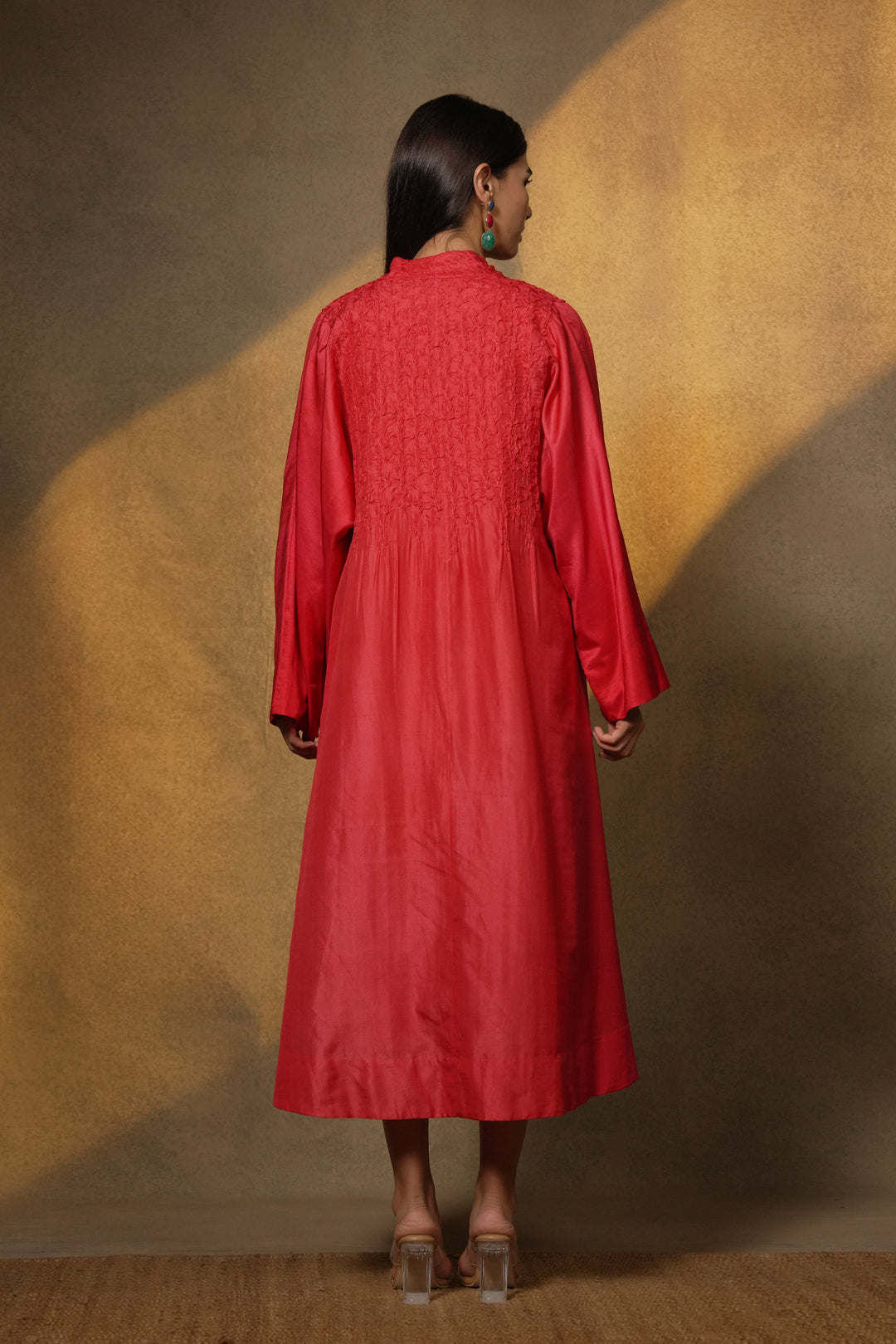 Pink Silk Embroidered Jacket with Crinkle Slip