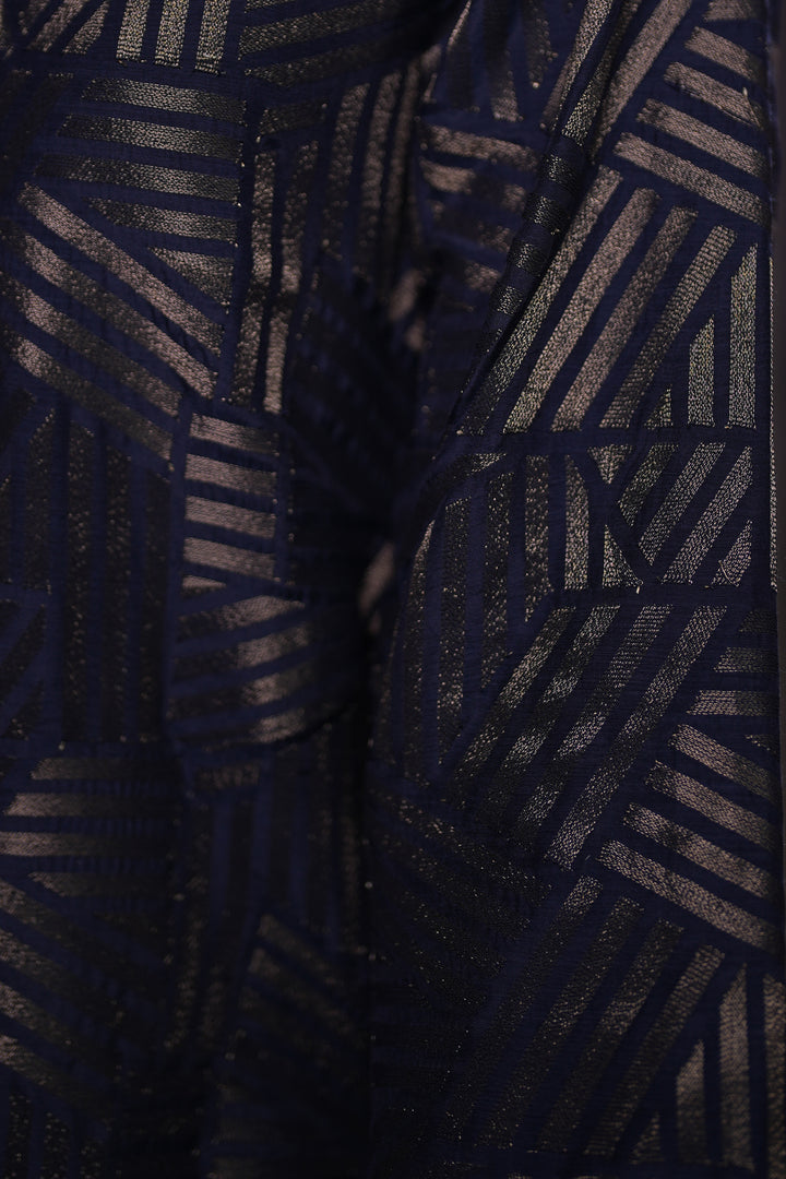 Navy Embroidered Cotton Silk Kurta with Pants and Dupatta