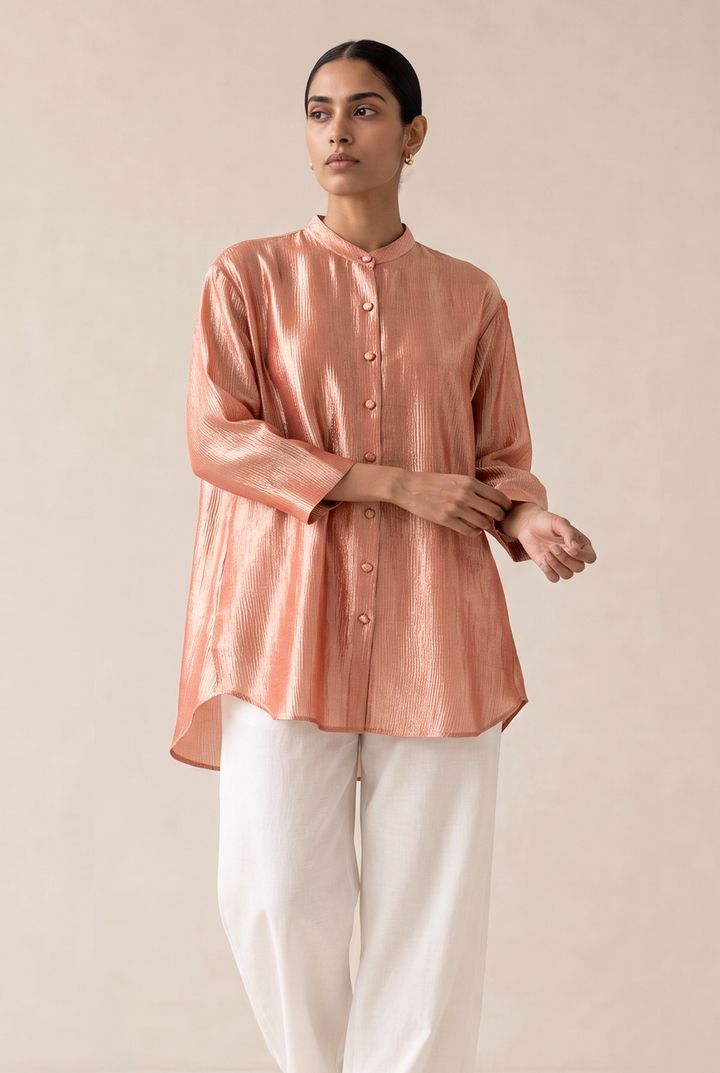 Peach Silk Shirt