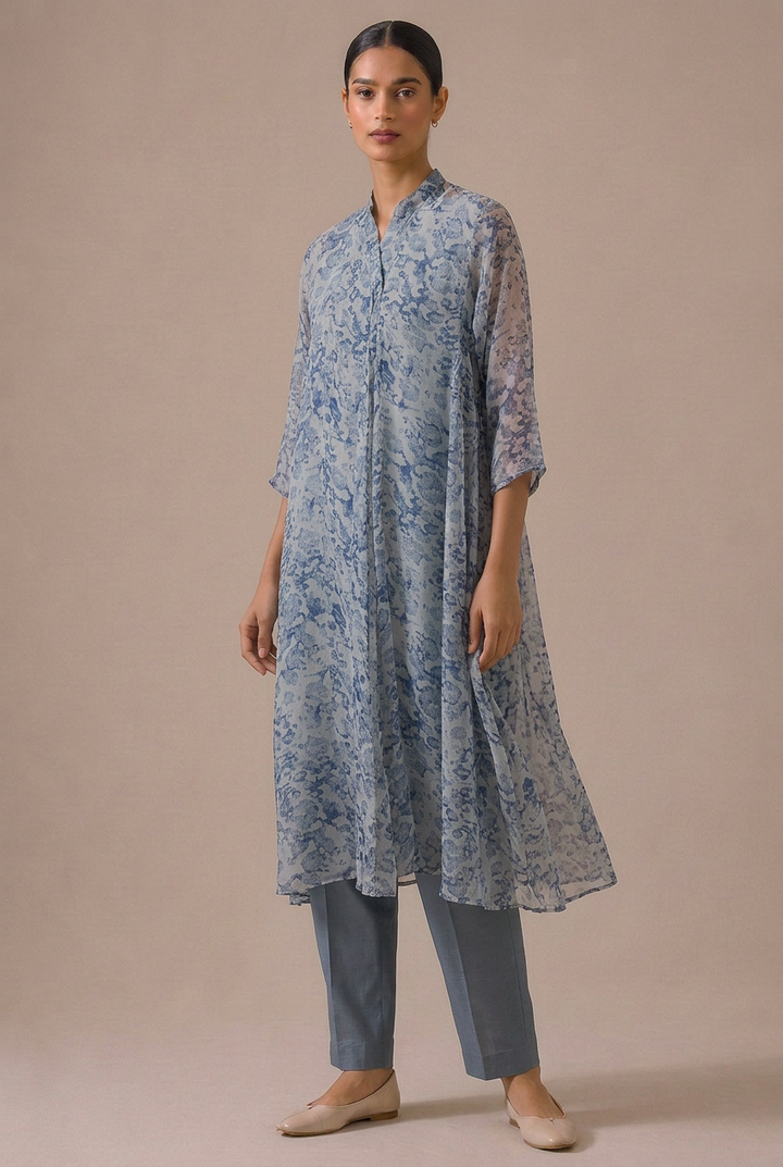 Grey Chiffon Choga with Slip