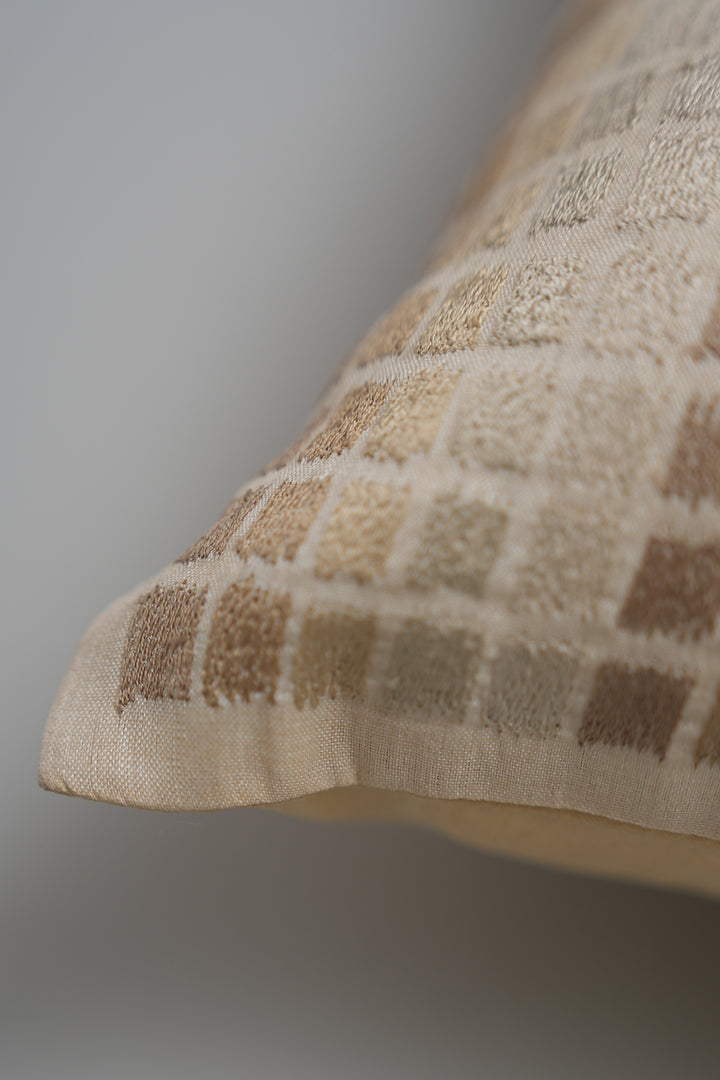 Natural Embroidered Cushion Cover