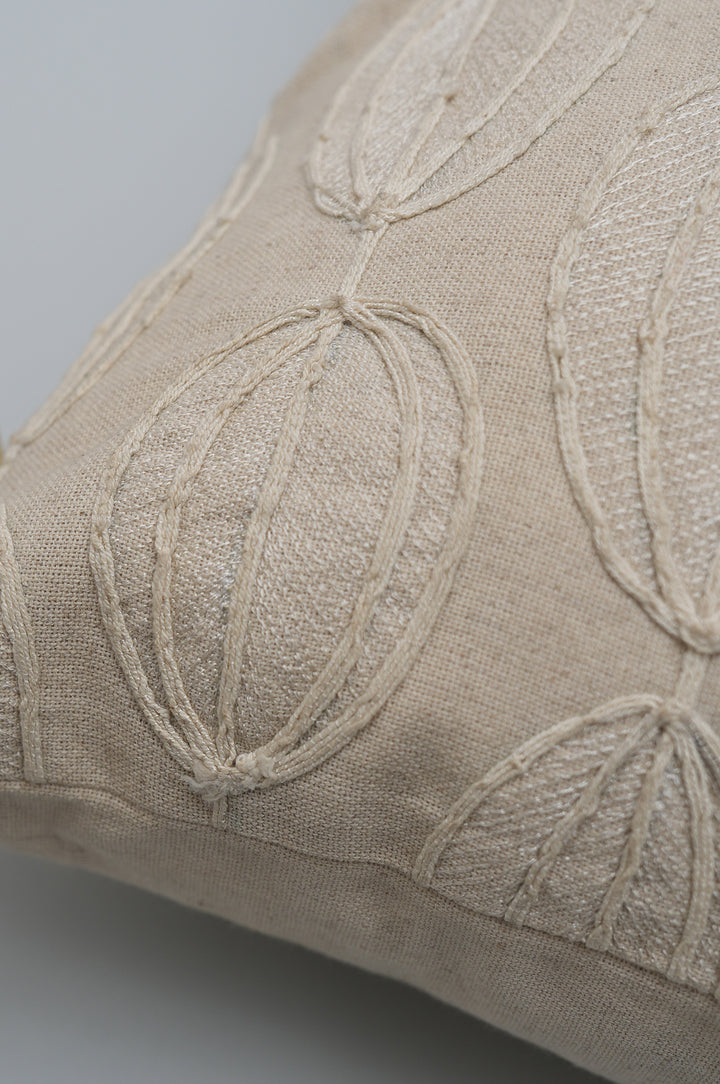 Ivory Pod Embroidered Cushion Cover