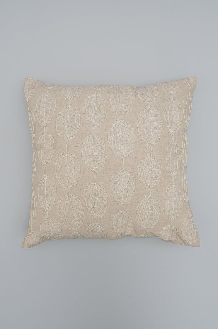 Ivory Pod Embroidered Cushion Cover