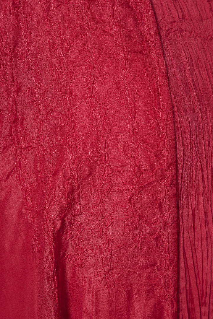Pink Silk Embroidered Jacket with Crinkle Slip