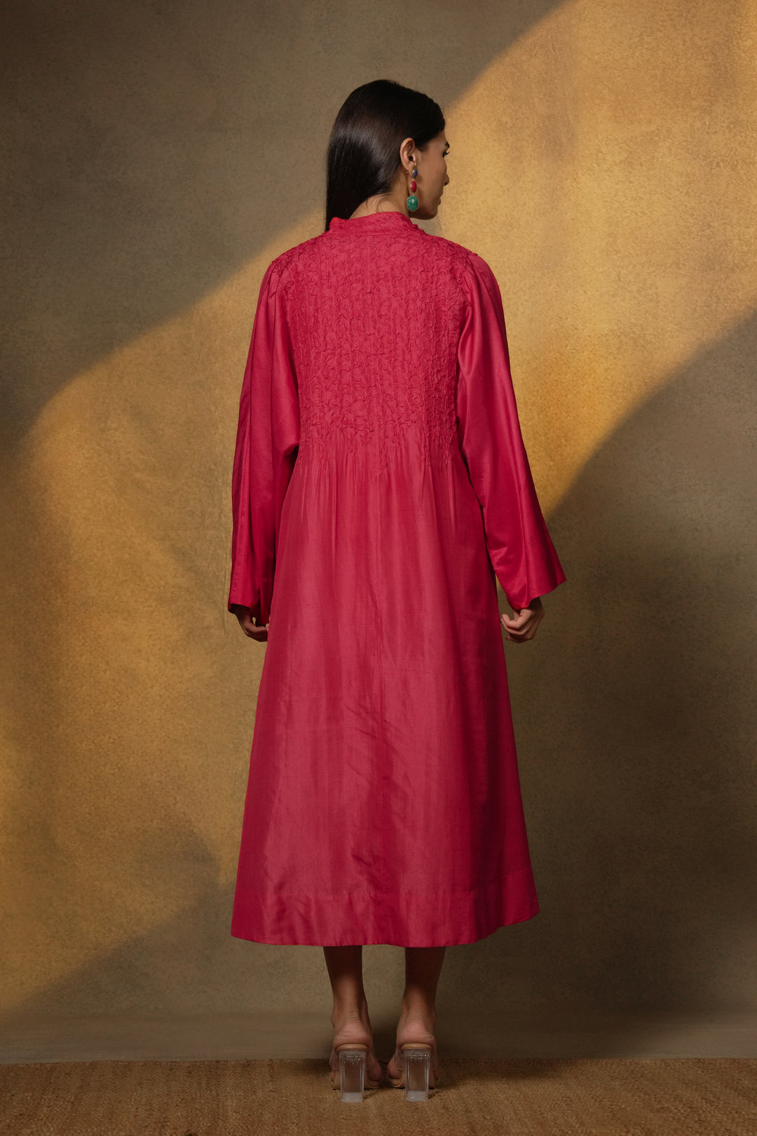 Pink Silk Embroidered Jacket with Crinkle Slip